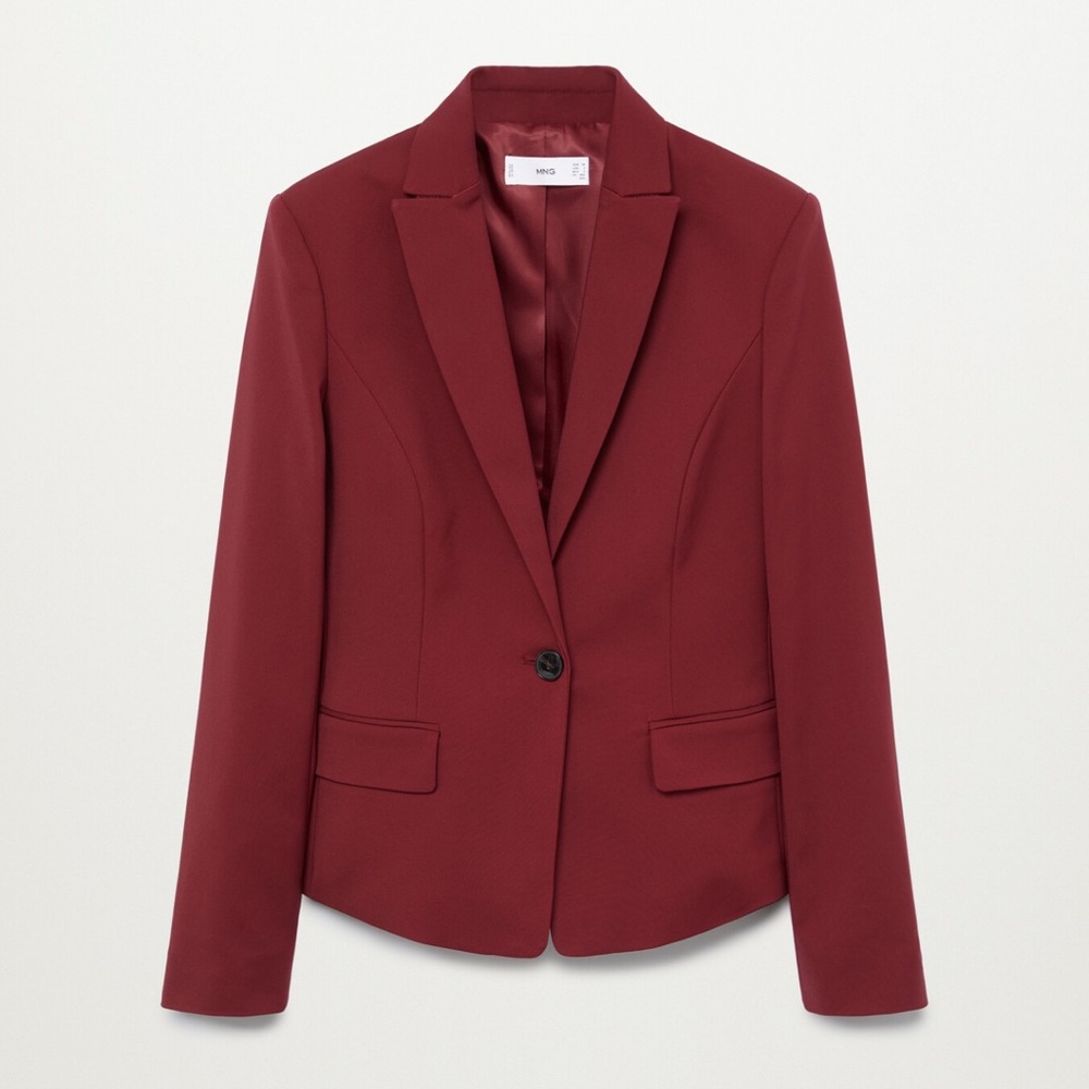 Mango Red Blazer Tailored Suit Jacket